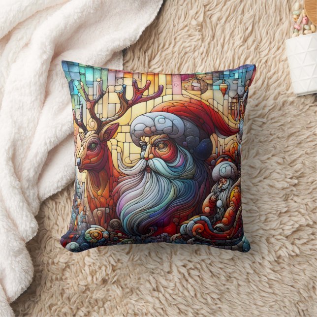 Winter fest with Santa & reindeer! Throw Pillow (Blanket)