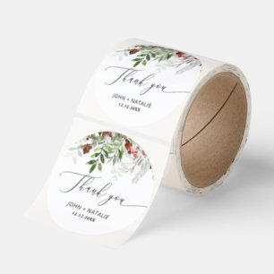 Winter festive Christmas evergeen wedding Classic Round Sticker
