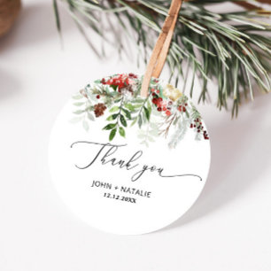 Winter festive Christmas evergeen wedding Favor Tags