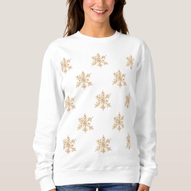 Winter festive cute gold peach snowflake pattern  sweatshirt (Front)