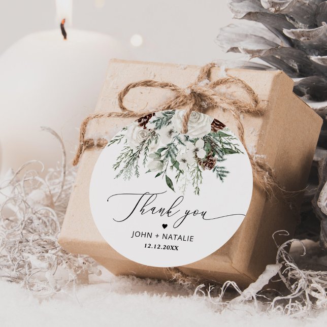 Winter festive foliage evergeen wedding favor tags (Creator Uploaded)
