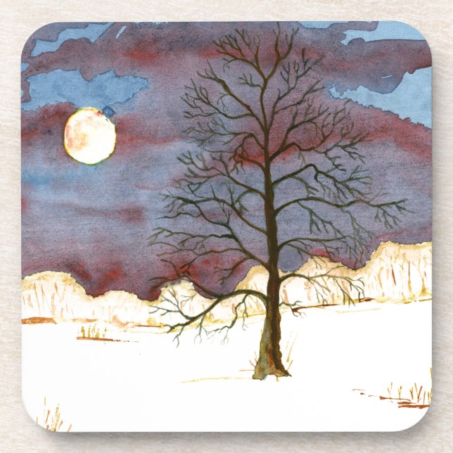 Winter Field Beverage Coaster (Front)