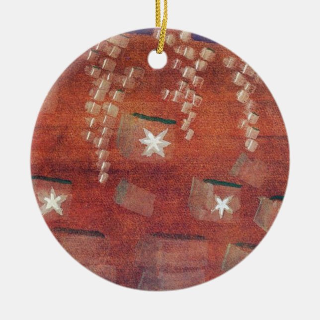 Winter, fine art painting ceramic ornament (Front)