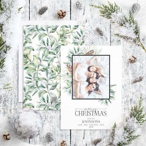 Winter Fir Cone Succulent Merry Christmas Photo Ho Holiday Card