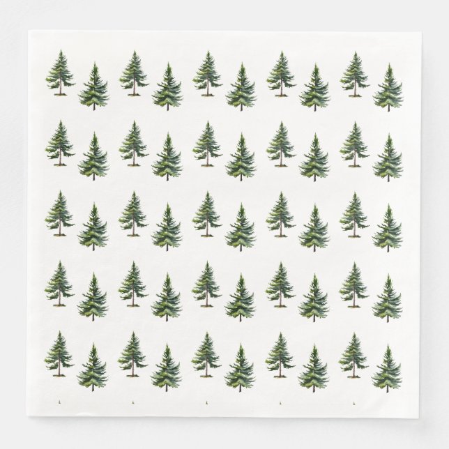 Winter Fir Trees Forest Paper Dinner Napkins (Front)