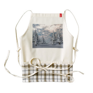 Winter fir trees landscape zazzle HEART apron