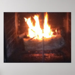 Winter Fireplace Poster