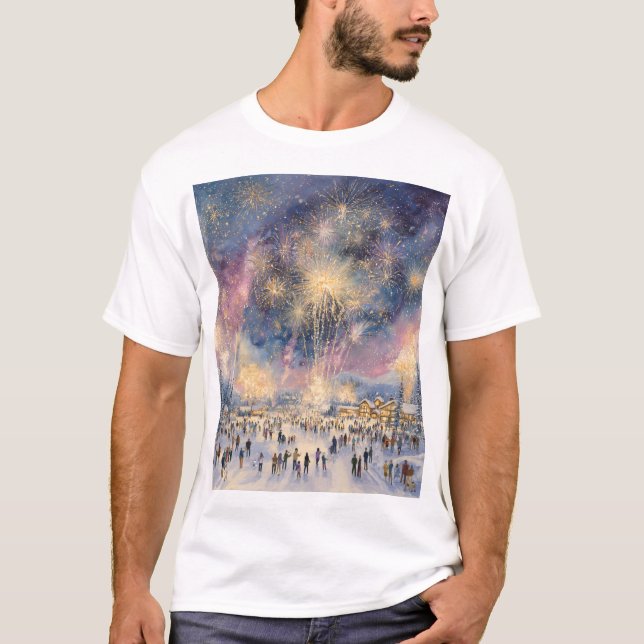 Winter Fireworks Spectacle – New Years Celebration T-Shirt (Front)