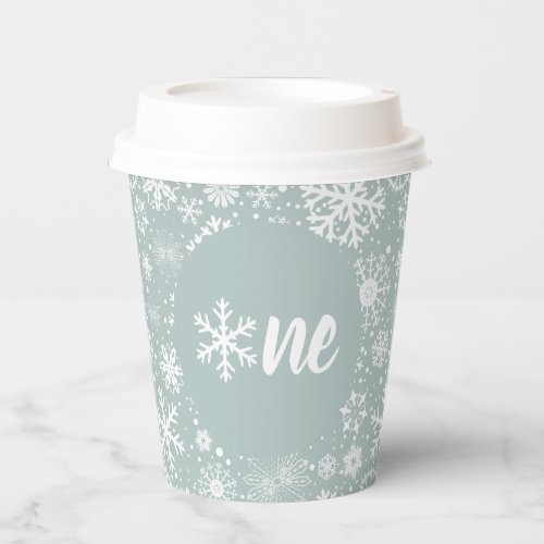 Winter First Birthday Paper Cups Snowflake One