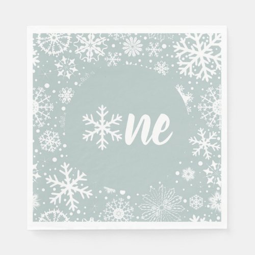 Winter First Birthday Paper Napkins Snowflake One