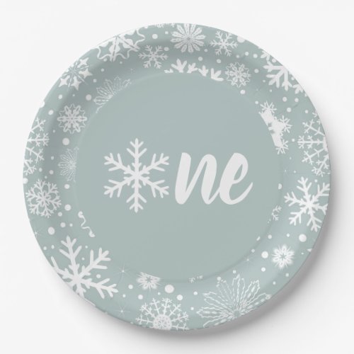 Winter First Birthday Paper Plates Snowflake One