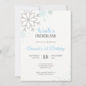 Winter first birthday Snowflakes Invitation (Front)