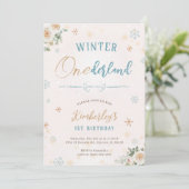 Winter First Birthday Wonderland Themed 1st Party Invitation (Standing Front)