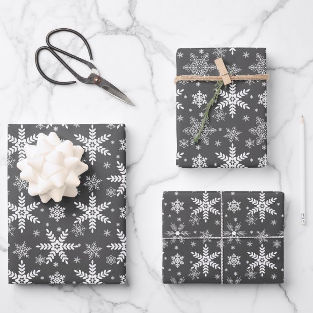 winter flakes holidays motif wrapping paper sheets (Front)