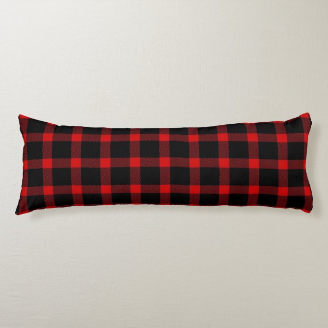 Winter flannel red and black body pillow (Front)