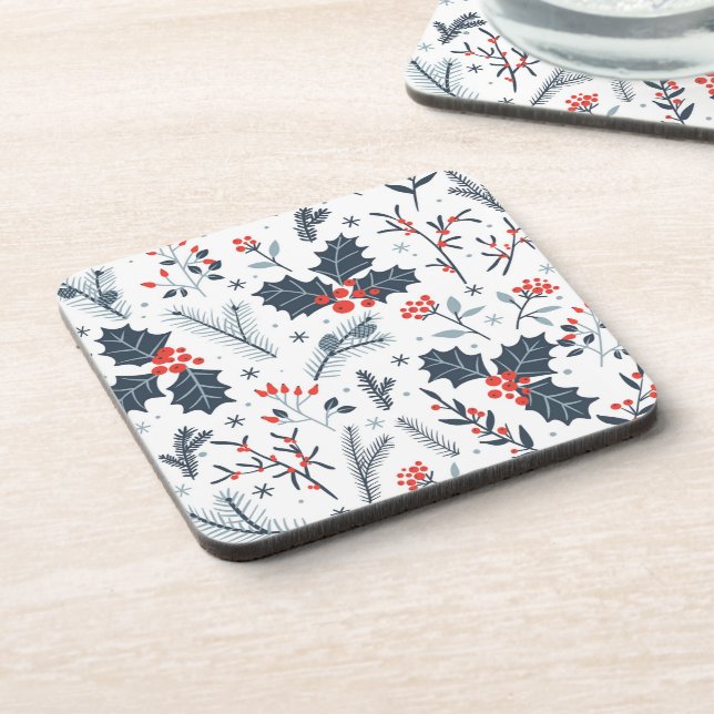 Winter flora beverage coaster (Left Side)