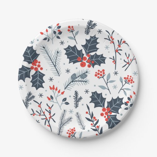 Winter flora paper plates