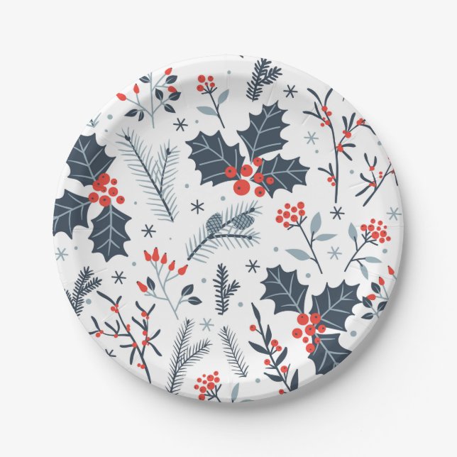 Winter flora paper plates (Front)