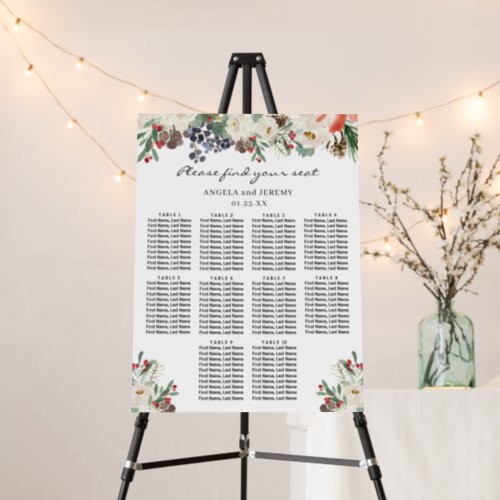 Winter Floral 10 Tables Wedding Seating Chart  Foa Foam Board