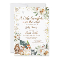 Winter Floral A little snowflake is on the way Invitation