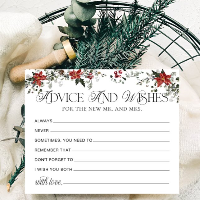 Winter Floral Advice and Wishes Bridal Shower Card (Creator Uploaded)