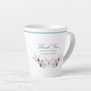 Winter floral and Foliage Watercolor Wedding Latte Mug