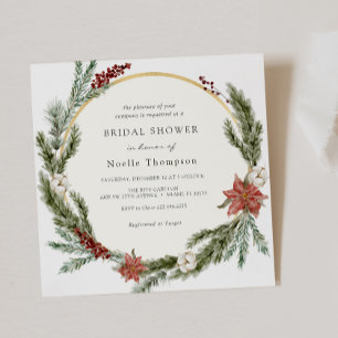 Winter Floral and Greenery Bridal Shower Invitation