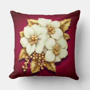 Winter Floral Anniversary Pillow