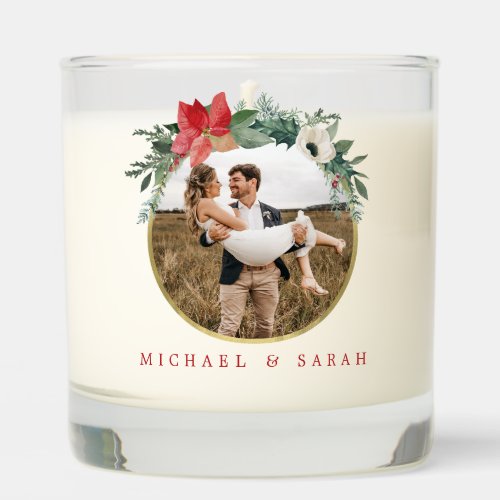 Winter Floral Arch First Christmas Married Photo Scented Candle