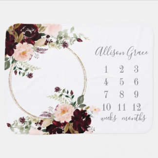 Winter Floral Baby Blanket
