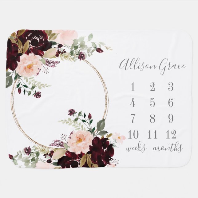 Winter Floral Baby Blanket (Horizontal)