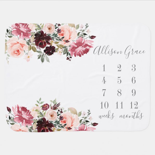 Winter Floral Baby Blanket (Horizontal)