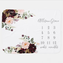 Winter Floral Baby Blanket