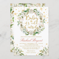 Winter Floral Baby Its Cold Outside Baby Shower Invitation