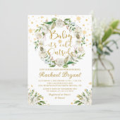 Winter Floral Baby Its Cold Outside Baby Shower Invitation (Standing Front)