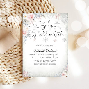 Winter Floral Baby Shower Invitation