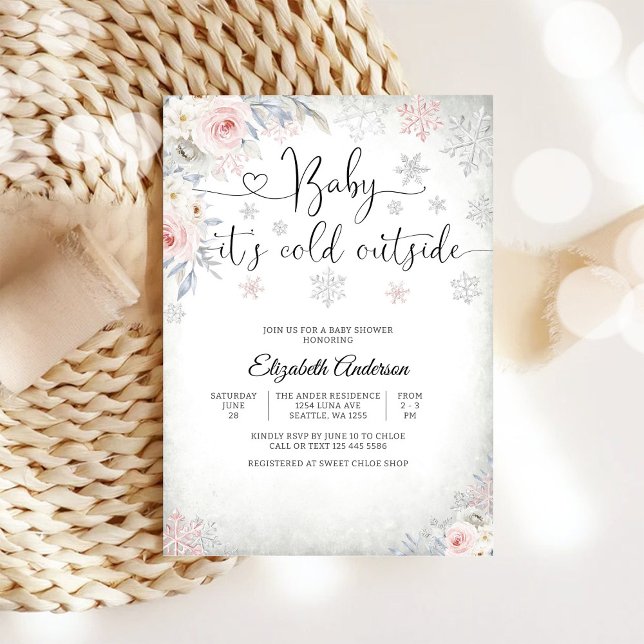 Winter Floral Baby Shower Invitation (Creator Uploaded)