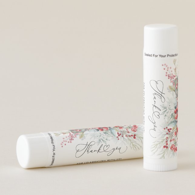 Winter Floral Baby Shower Lip Balm Favor (Front)