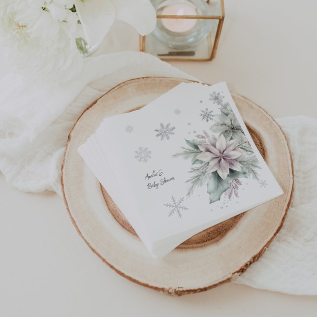 Winter Floral Baby Shower Napkins (Creator Uploaded)