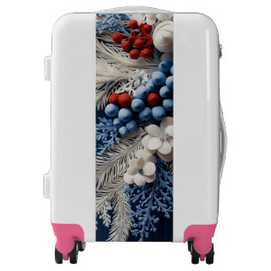 Winter Floral Berries Pattern Travel Luggage, Luggage