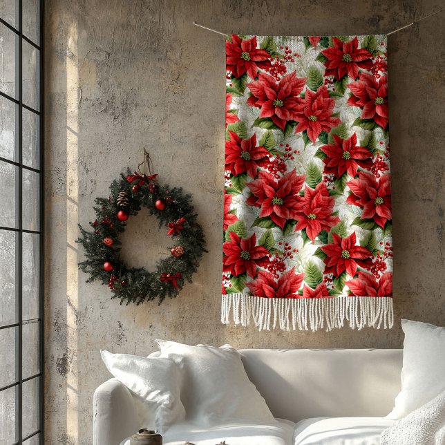 Winter Floral Blanket Red Poinsettia Home Gift (Winter Floral Blanket Red Poinsettia Home Gift)