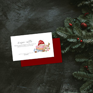 Winter Floral Books Diaper Raffle Baby Shower Enclosure Card