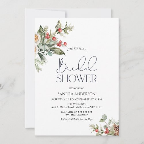 Winter Floral Bridal Shower Invitation
