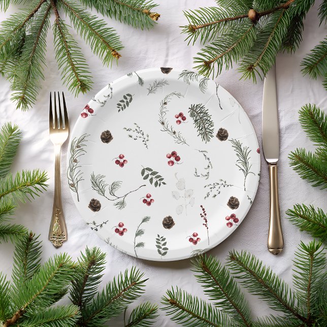 Winter Floral Bridal Shower Paper Plates (Creator Uploaded)