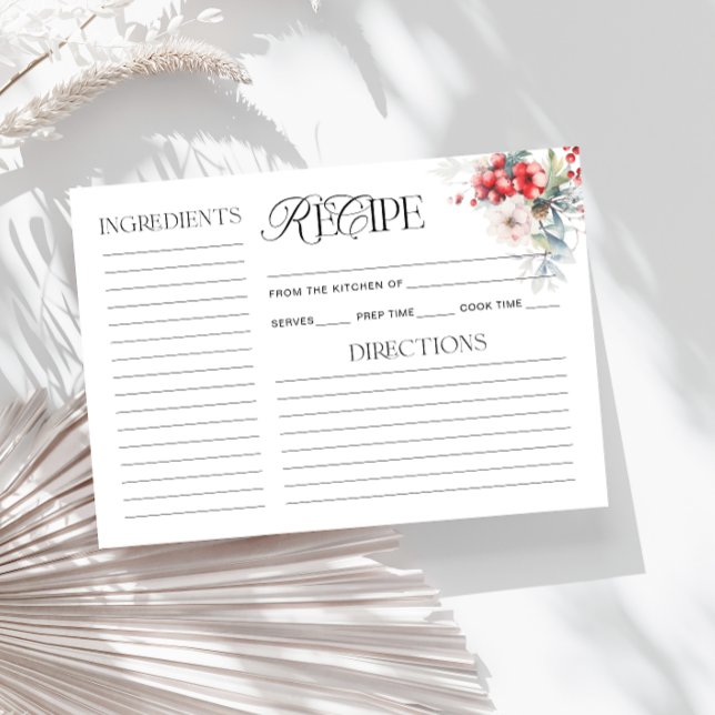 Winter Floral Bridal Shower Recipe Card (Creator Uploaded)
