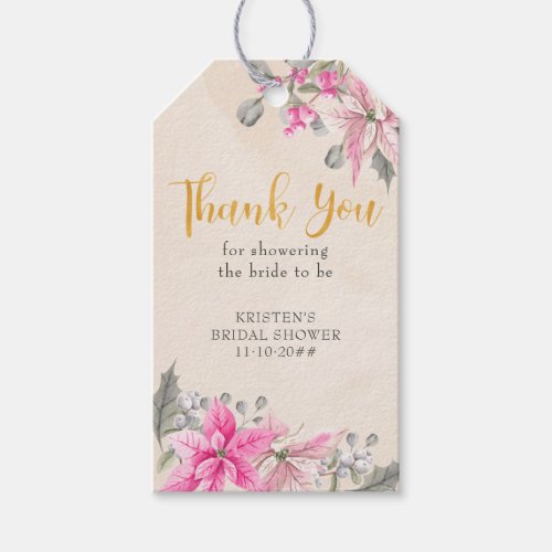 Winter Floral Bridal Shower Thank You Gift Tags