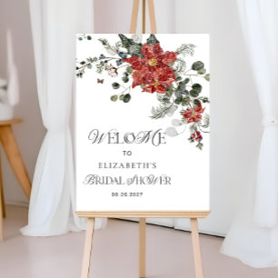 Winter Floral Bridal Shower Welcome Foam Board