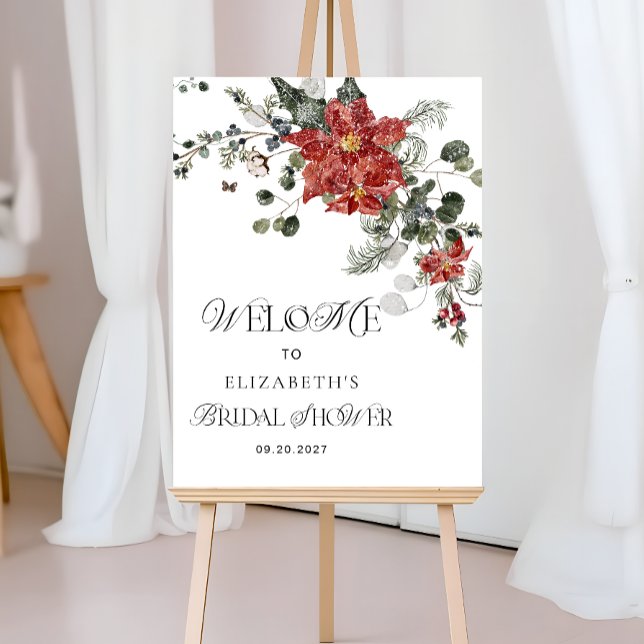 Winter Floral Bridal Shower Welcome Foam Board (Creator Uploaded)