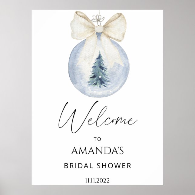 Winter floral bridal shower welcome sign (Front)