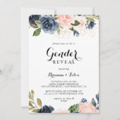 Winter Floral Calligraphy Gender Reveal Party Invitation (Front)